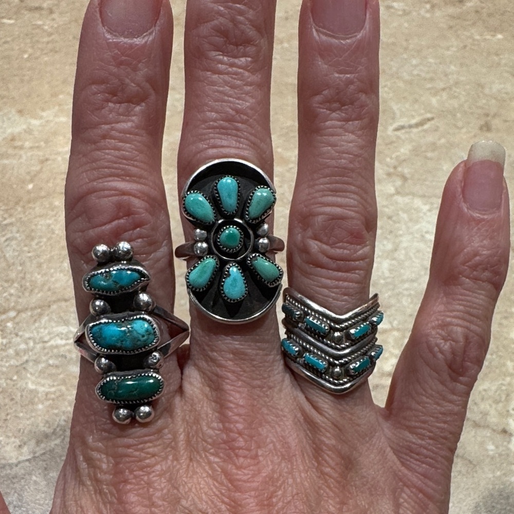 Turquoise Silver Women's Ring - Picture 4 of 13